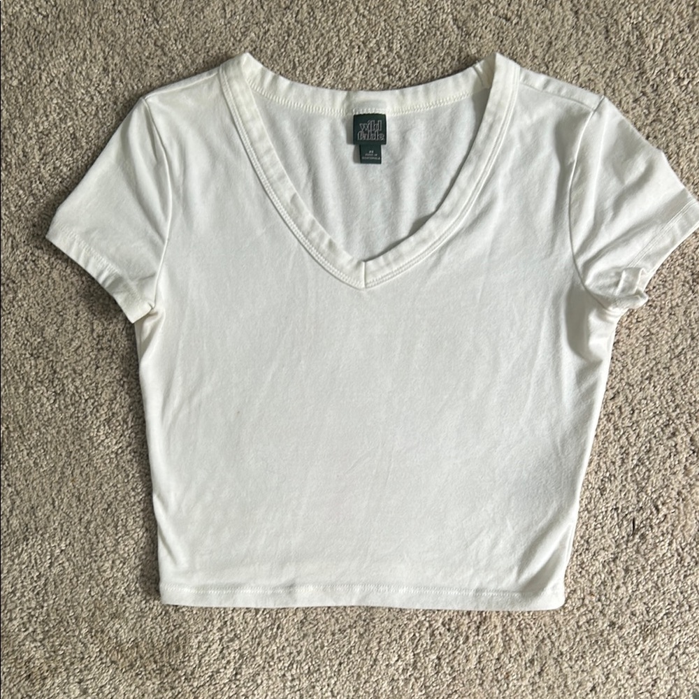 Women's White V-Neck Top